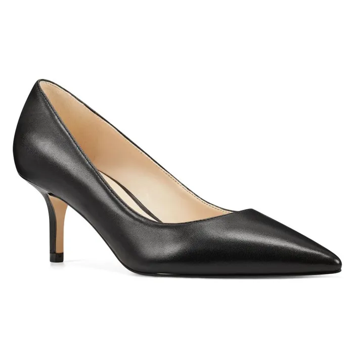 Arlene Pointy Toe Pumps Black Leather Women Nine West Heels