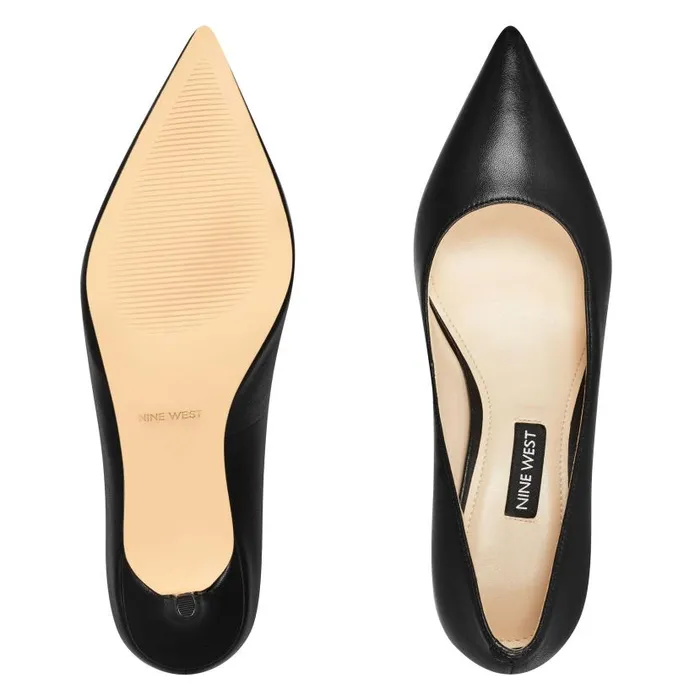 Arlene Pointy Toe Pumps Black Leather Women Nine West Heels
