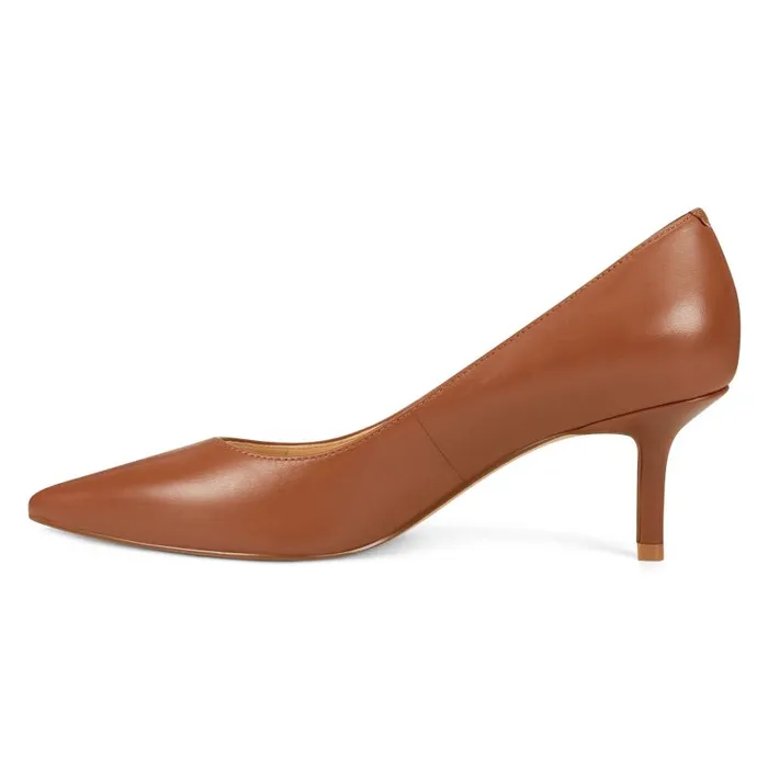 Arlene Pointy Toe Pumps Light Brown Leather Women Nine West Heels