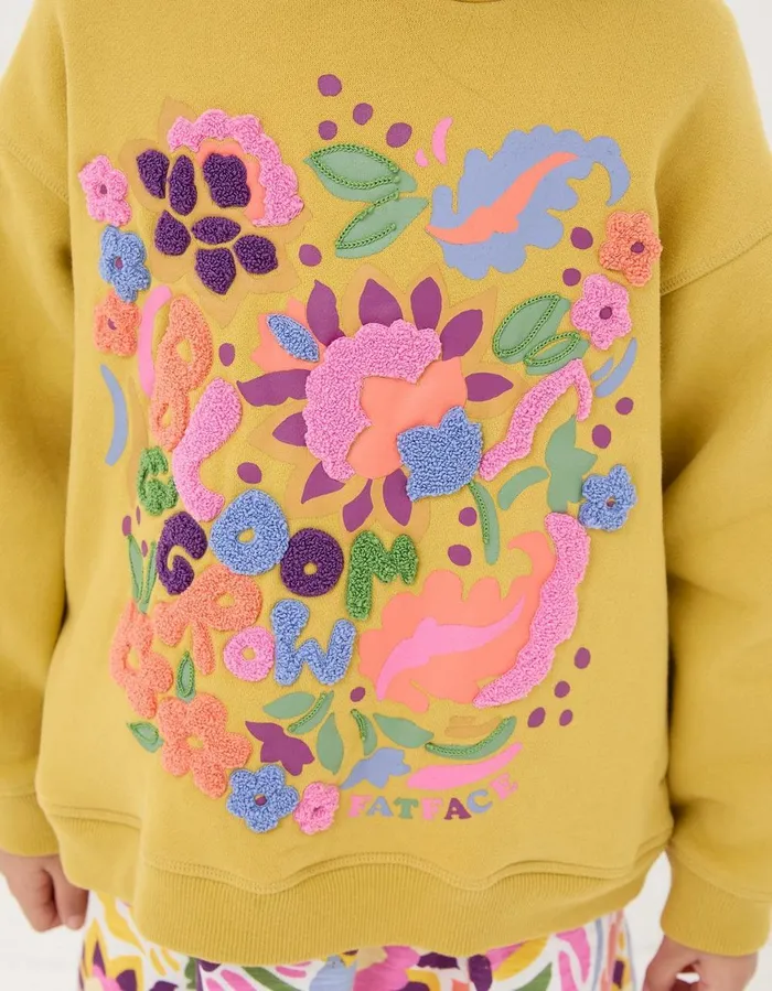Art Club Popover Hoodie Washed Yellow Girls FatFace Sweatshirts and Hoodies