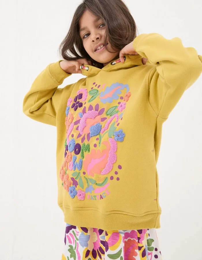 Art Club Popover Hoodie Washed Yellow Girls FatFace Sweatshirts and Hoodies