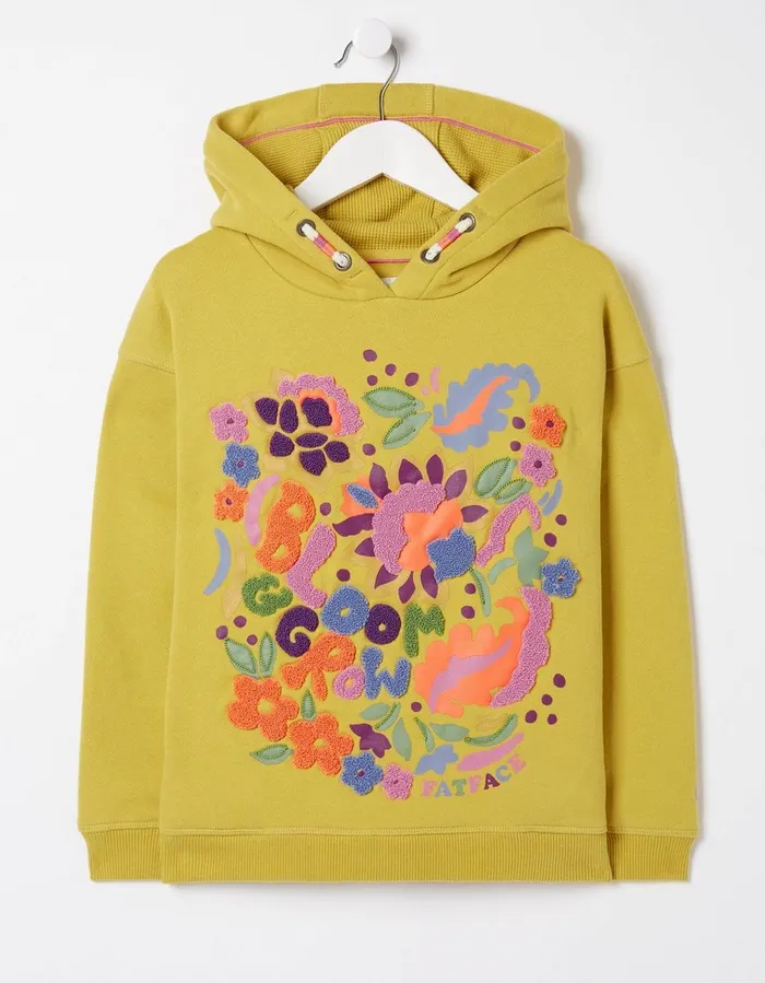 Art Club Popover Hoodie Washed Yellow Girls FatFace Sweatshirts and Hoodies