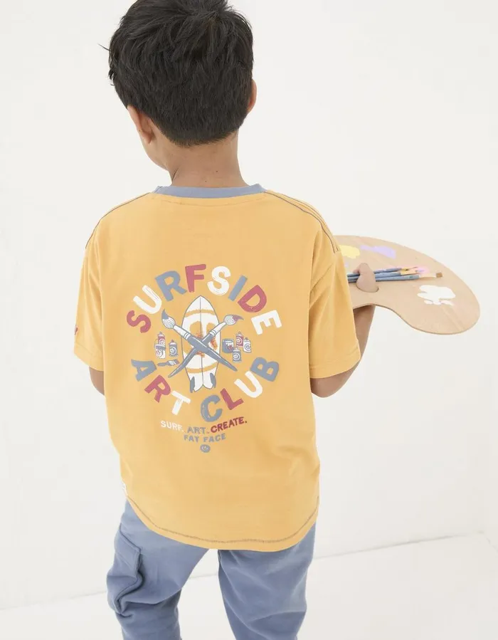 Art Graphic Jersey TShirt Golden Yellow Boys FatFace TShirts and Polos