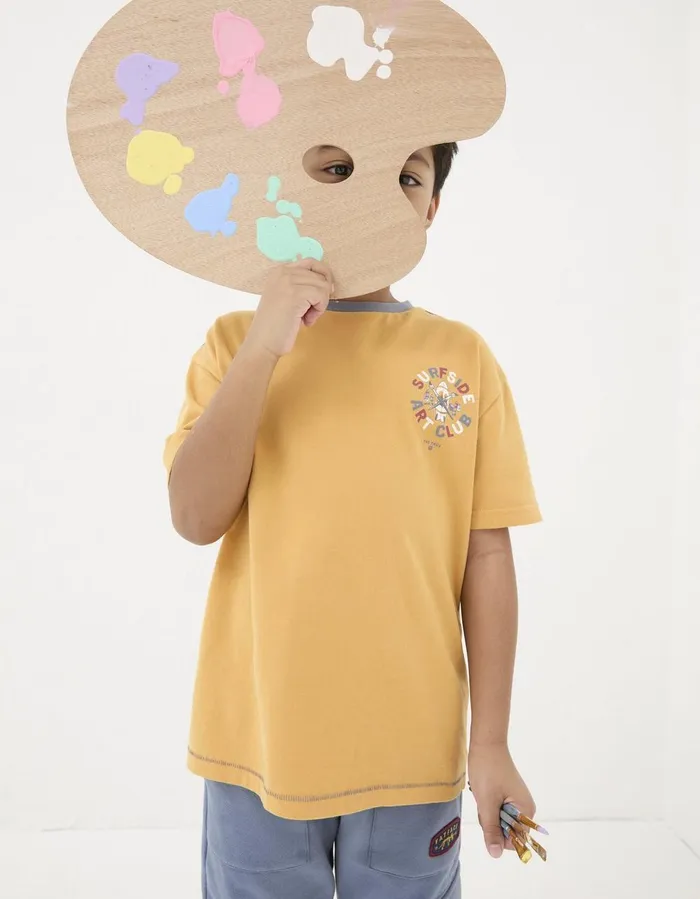 Art Graphic Jersey TShirt Golden Yellow Boys FatFace TShirts and Polos