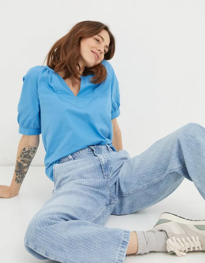 Asha Blouse Aqua Blue Women FatFace Shirts and Blouses