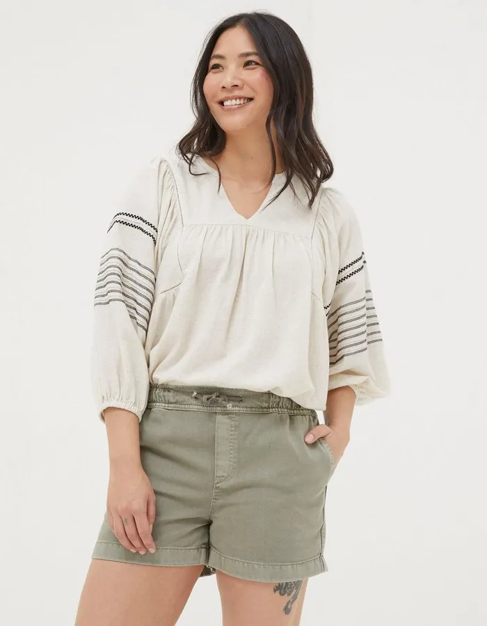 Ashby Pull On Denim Shorts Green Women FatFace Shorts