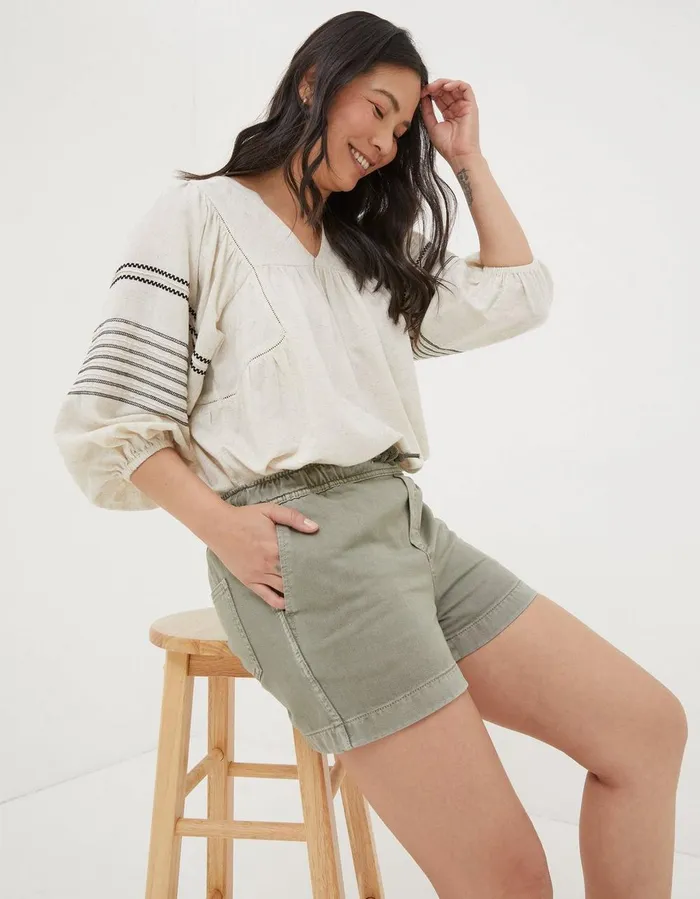 Ashby Pull On Denim Shorts Green Women FatFace Shorts