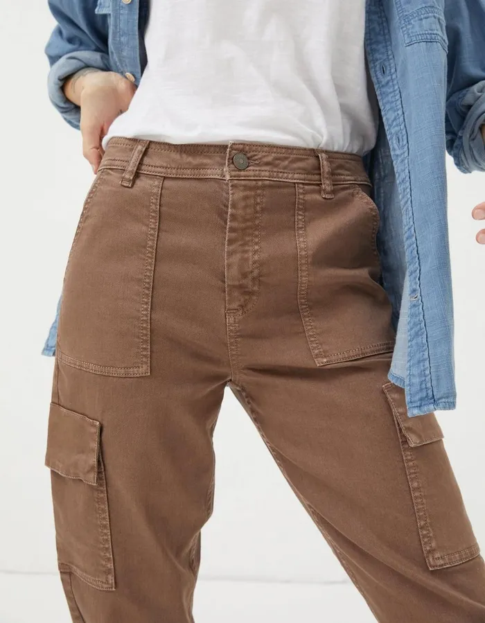 Aspen Cargo Chinos Washed Brown Women FatFace Trousers and Leggings