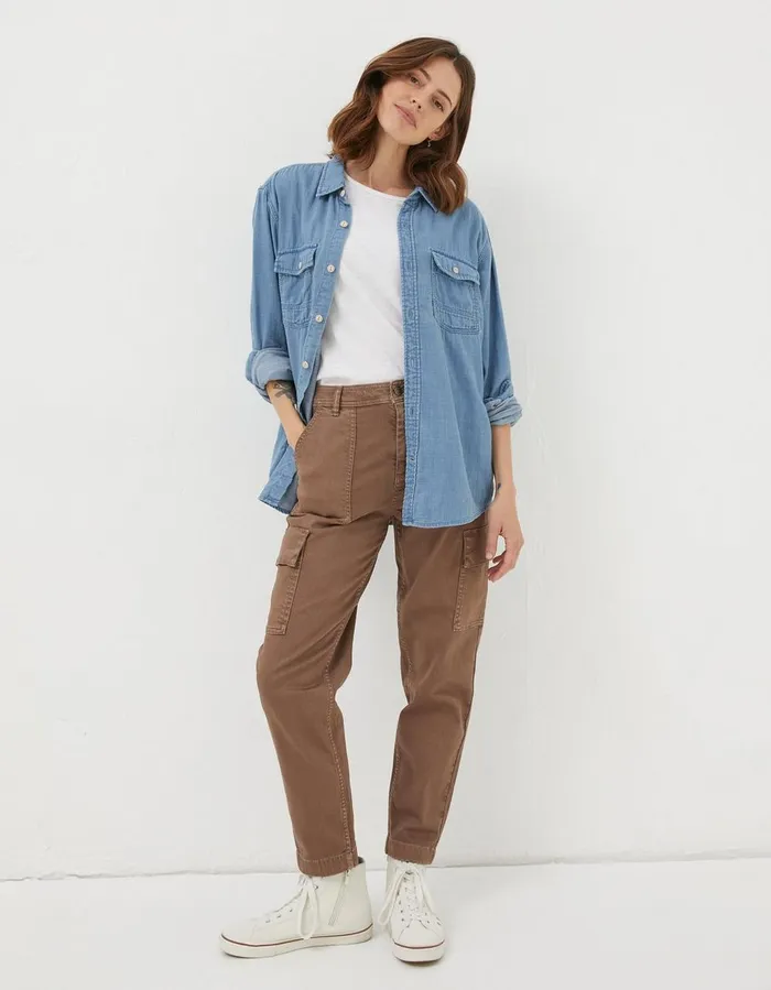Aspen Cargo Chinos Washed Brown Women FatFace Trousers and Leggings