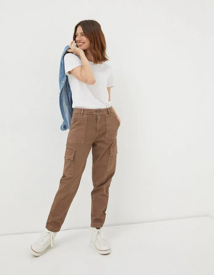 Aspen Cargo Chinos Washed Brown Women FatFace Trousers and Leggings