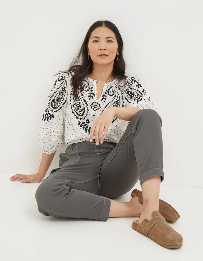 Aspen Cargo Chinos Washed Grey Women FatFace Trousers and Leggings