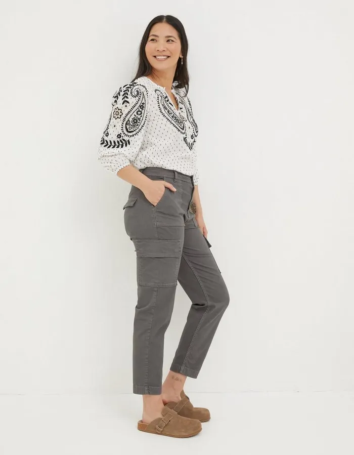 Aspen Cargo Chinos Washed Grey Women FatFace Trousers and Leggings