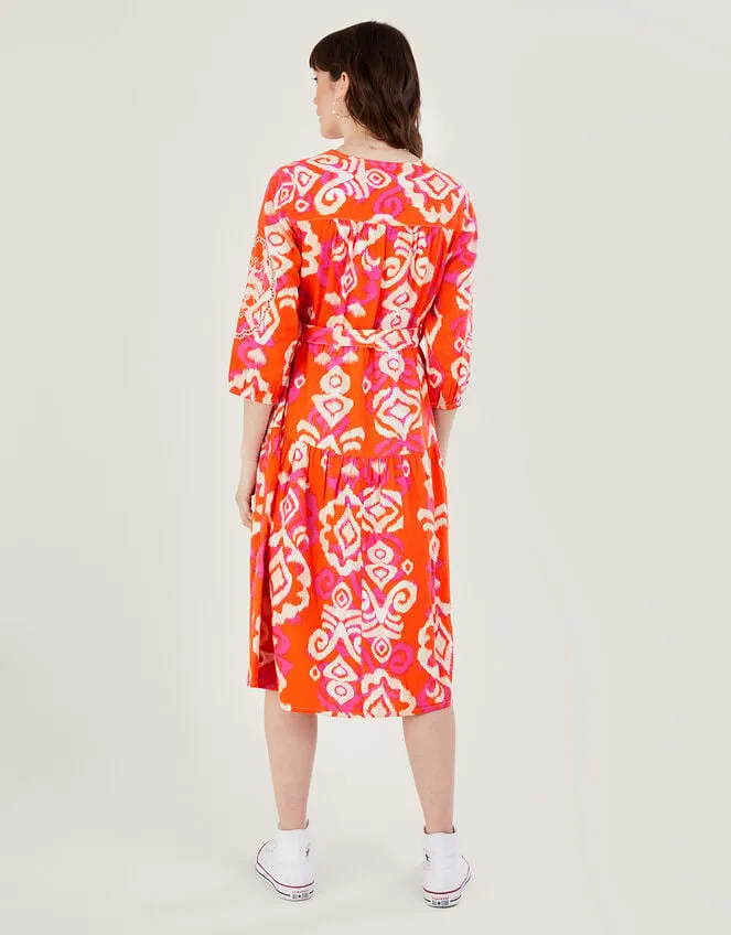 Aspen Wrap Dress In Linen Blend Orange Women Monsoon Dresses