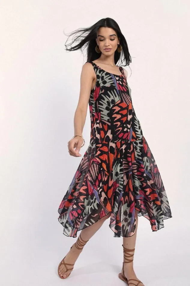 Asymmetrical Printed Dress BLACK HELENA Women Molly Bracken Dresses