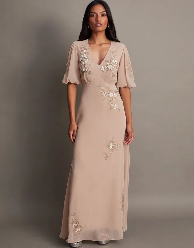 August Embellished Maxi Dress Pink Women Monsoon Occasionwear
