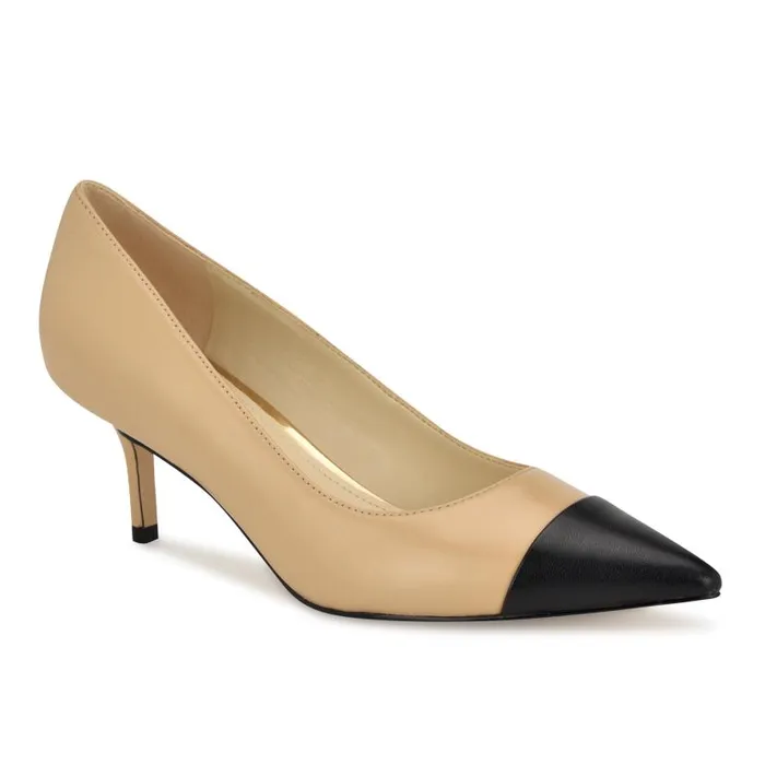 Avaite Cap Toe Pumps Natural Leather Women Nine West Heels