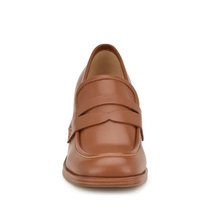 Avalia Heeled Loafers Dark Natural Women Nine West Flats and Loafers