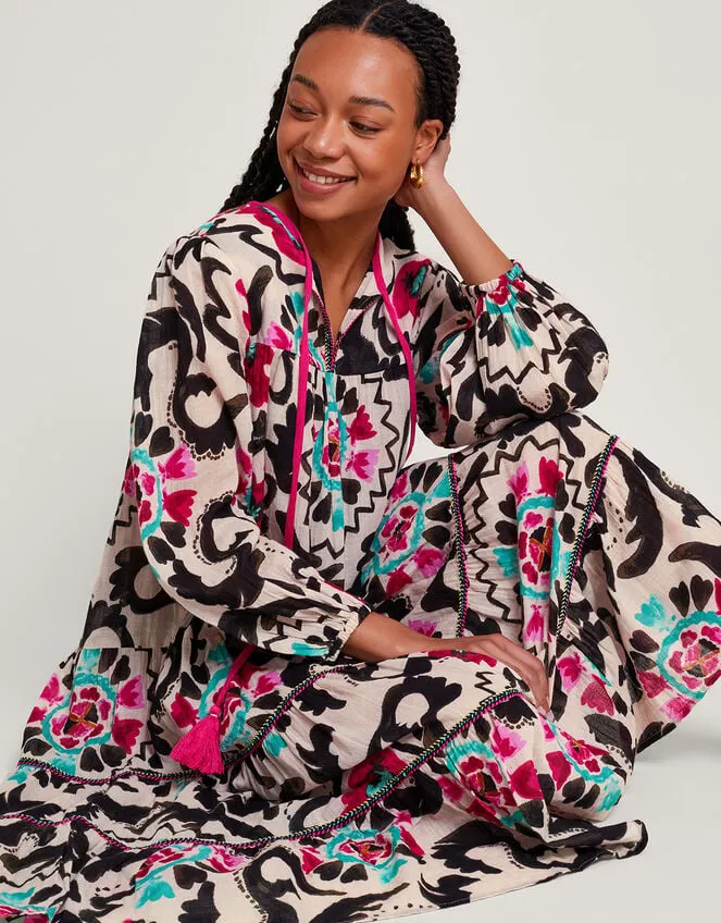 Avelle Print Kaftan Black Women Monsoon Dresses