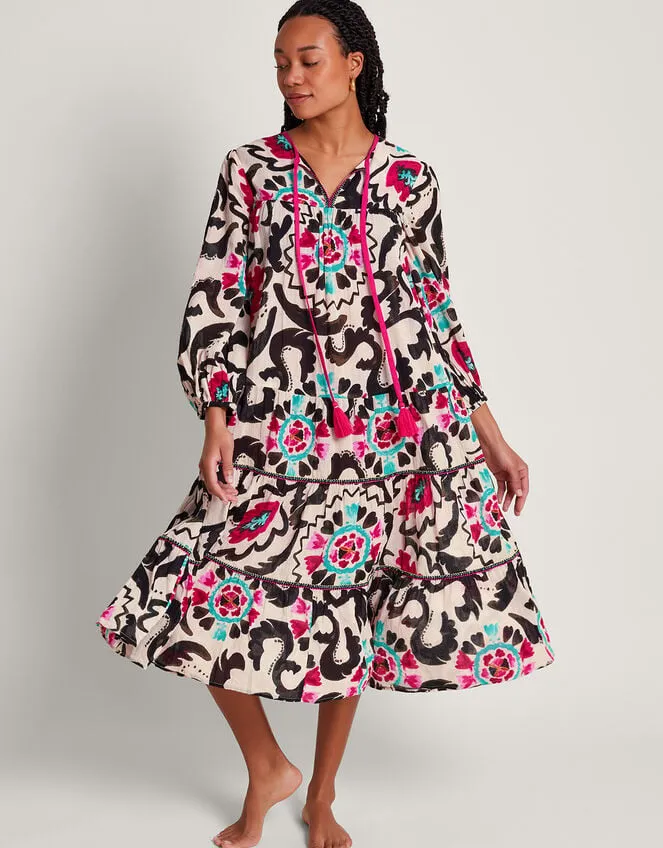 Avelle Print Kaftan Black Women Monsoon Dresses