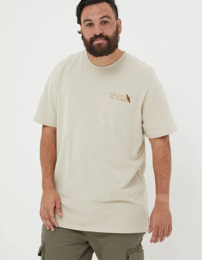 Away With The Fishes TShirt Washed Natural Men FatFace TShirts