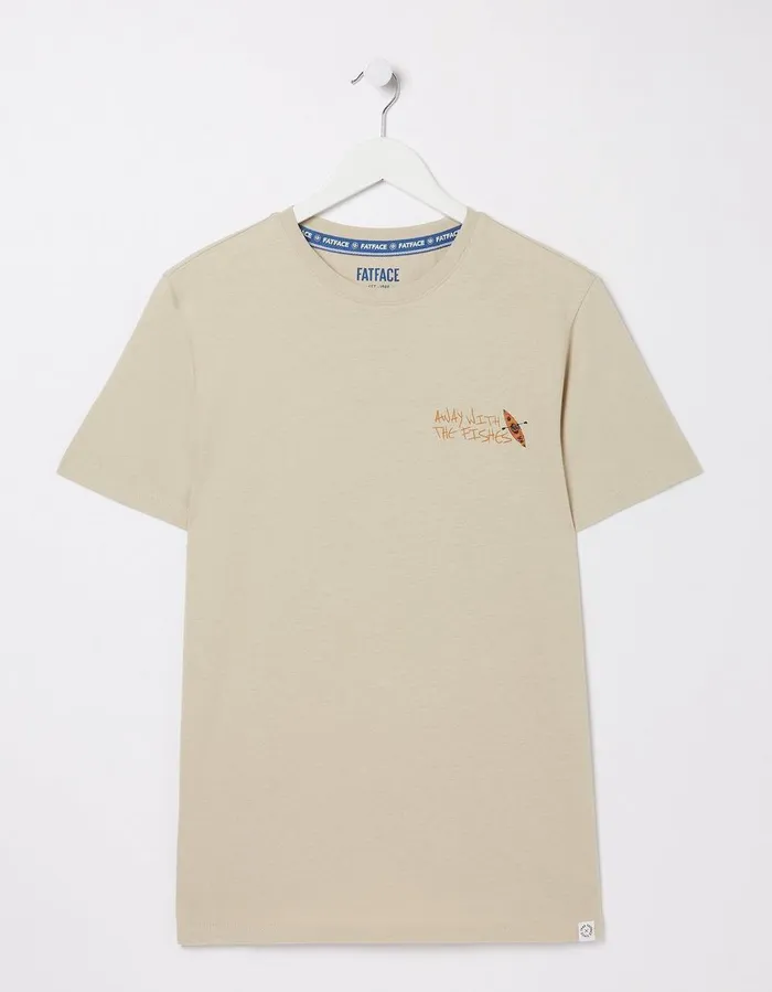 Away With The Fishes TShirt Washed Natural Men FatFace TShirts