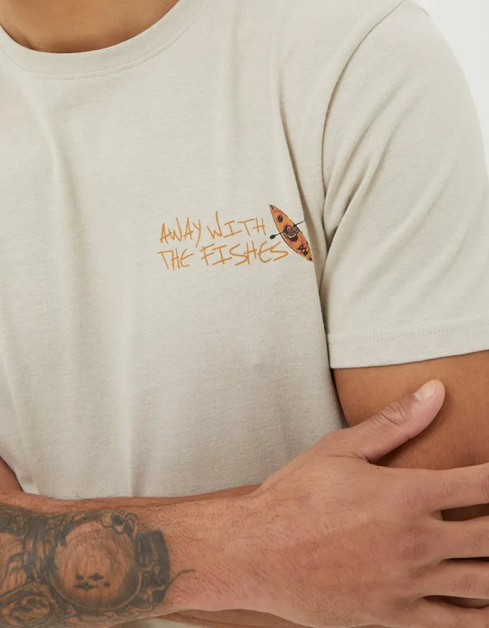 Away With The Fishes TShirt Washed Natural Men FatFace TShirts
