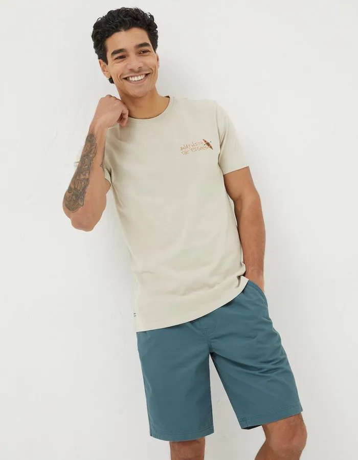 Away With The Fishes TShirt Washed Natural Men FatFace TShirts