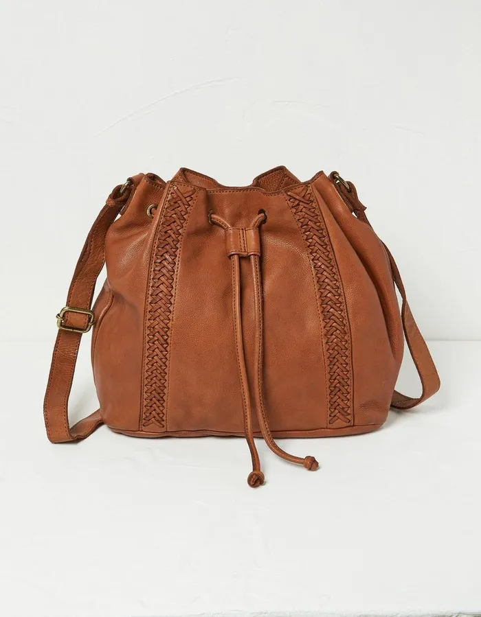 Awna Leather Bucket Bag Tan Women FatFace Bags and Purses