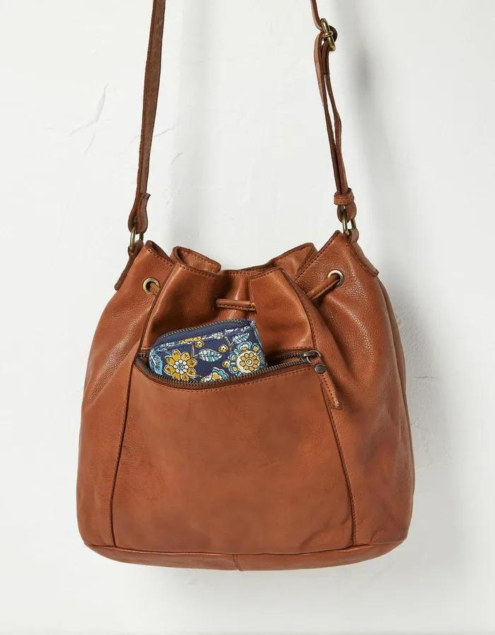 Awna Leather Bucket Bag Tan Women FatFace Bags and Purses