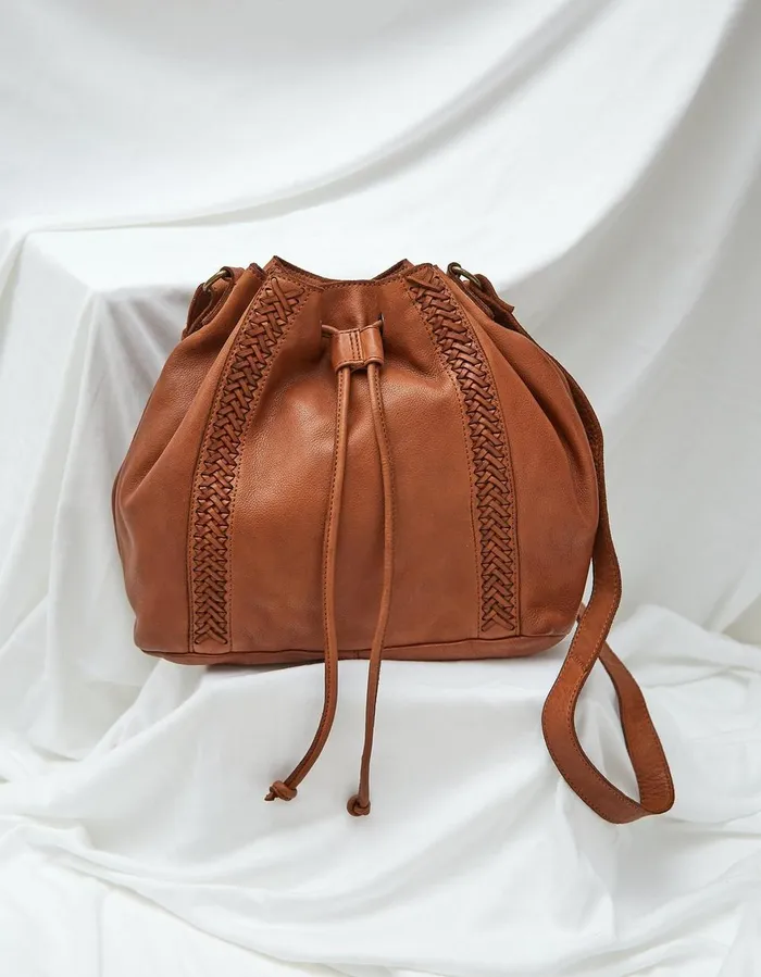Awna Leather Bucket Bag Tan Women FatFace Bags and Purses