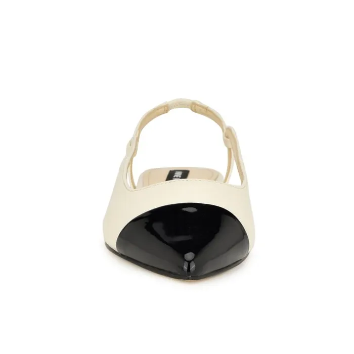 Babee Pointy Cap Toe Flat Slingbacks Ivory Women Nine West Flats and Loafers