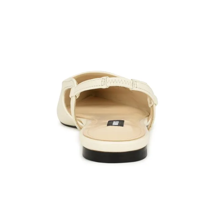 Babee Pointy Cap Toe Flat Slingbacks Ivory Women Nine West Flats and Loafers