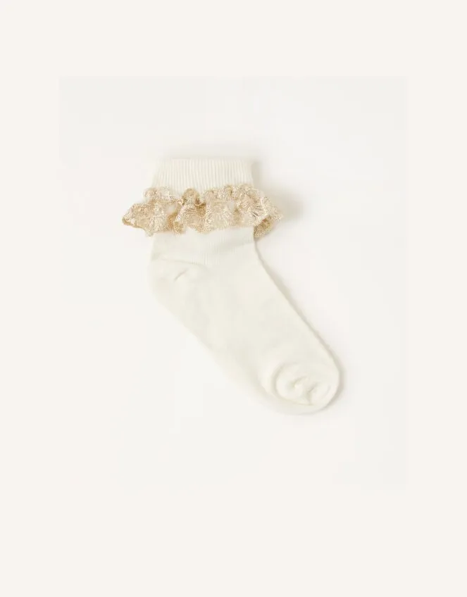 Baby Sparkle Lace Socks Ivory Children Monsoon Girls039 Tights and Socks