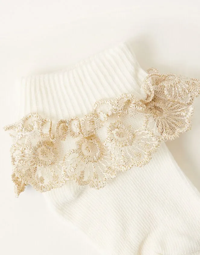 Baby Sparkle Lace Socks Ivory Children Monsoon Girls039 Tights and Socks