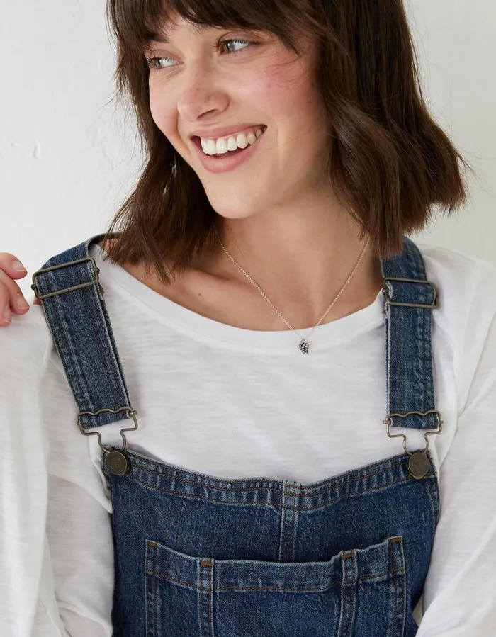 Banbury Straight Leg Denim Dungarees Mid Blue Women FatFace Jeans and Dungarees