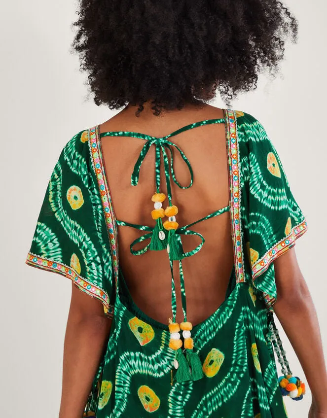 Bandhani Tie Dye Dress With Lenzing Ecovero Green Women Monsoon Dresses