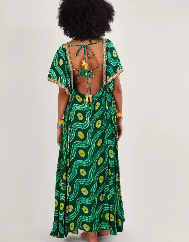 Bandhani Tie Dye Dress With Lenzing Ecovero Green Women Monsoon Dresses