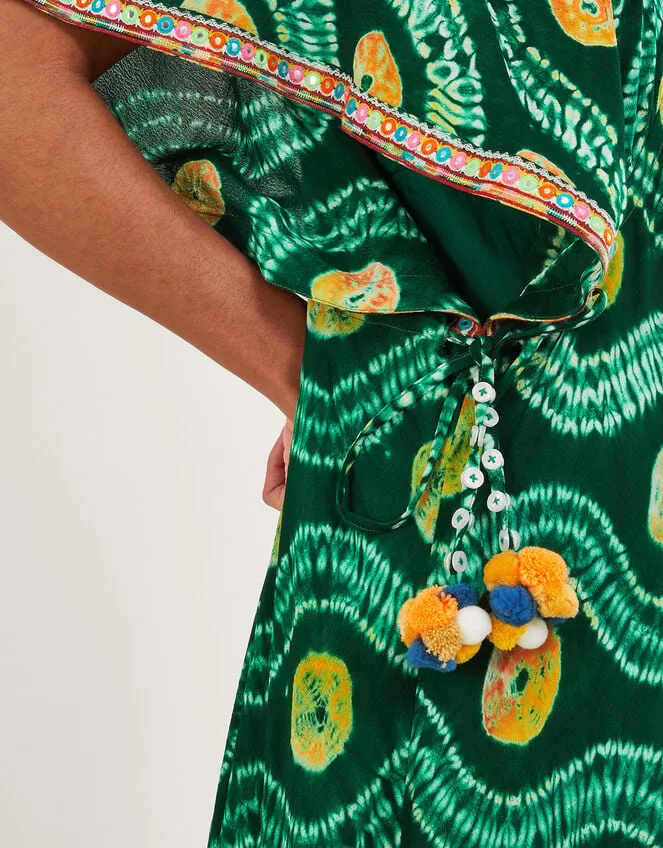 Bandhani Tie Dye Dress With Lenzing Ecovero Green Women Monsoon Dresses