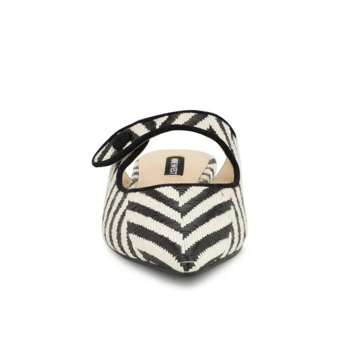 Barbra Flat Mules Blackwhite Raffia Women Nine West Mules