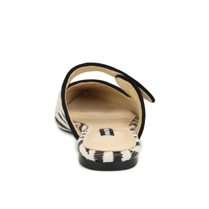 Barbra Flat Mules Blackwhite Raffia Women Nine West Mules