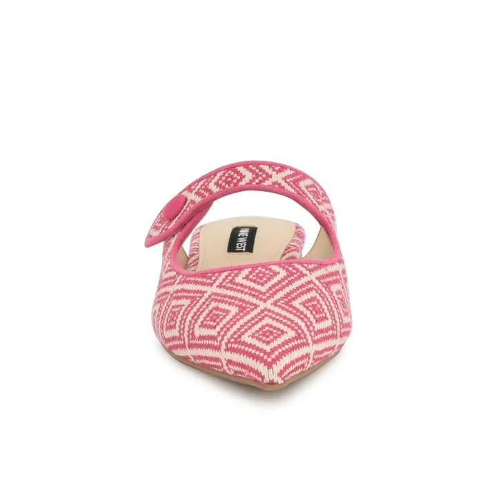 Barbra Flat Mules Pink Raffia Women Nine West Mules