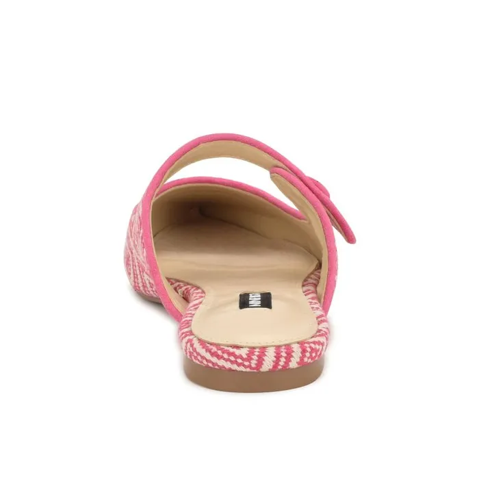 Barbra Flat Mules Pink Raffia Women Nine West Mules