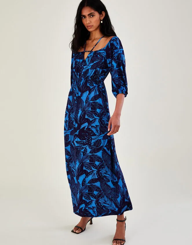 Bardot Leaf Print Jersey Maxi Dress Blue Women Monsoon Dresses