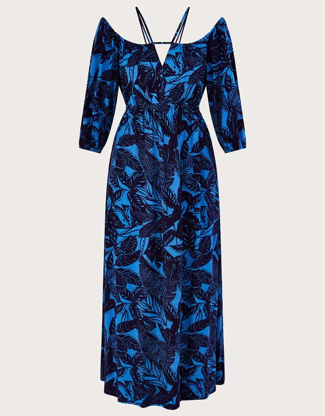 Bardot Leaf Print Jersey Maxi Dress Blue Women Monsoon Dresses
