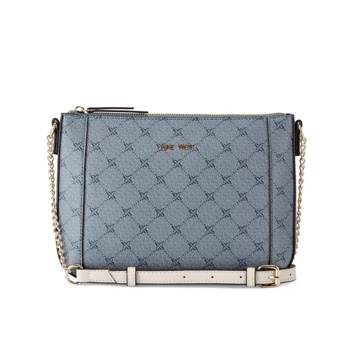 Basil Top Zip Crossbody Chambray Logomilk WomenMen Nine West Crossbody