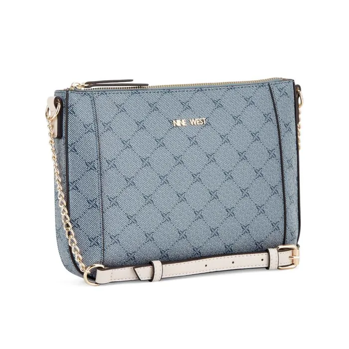 Basil Top Zip Crossbody Chambray Logomilk WomenMen Nine West Crossbody
