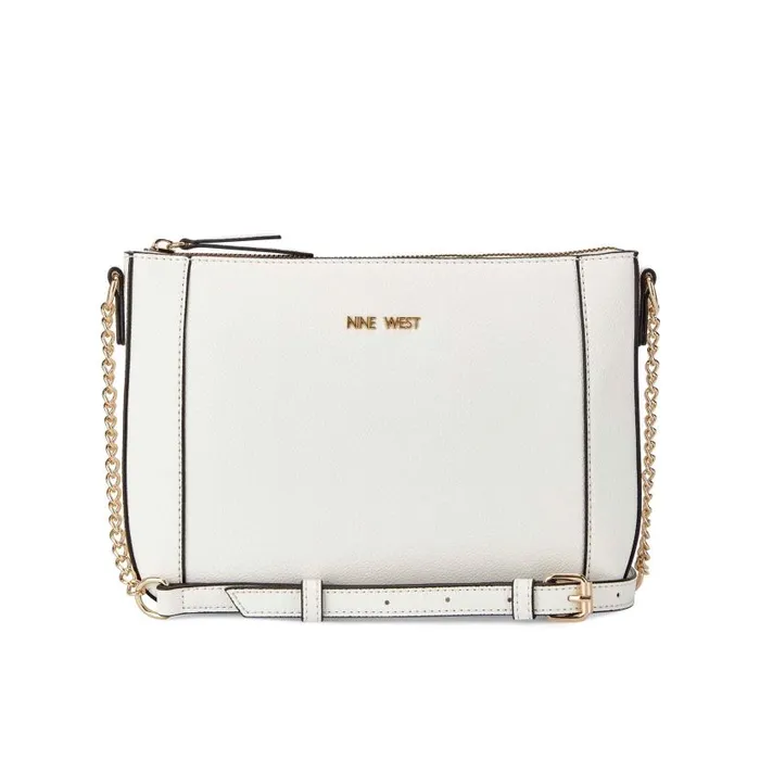 Basil Top Zip Crossbody Optic White Micro Pebble WomenMen Nine West Crossbody Basil Top Zip Crossbody Optic White Micro Pebble WomenMen Nine West Crossbody