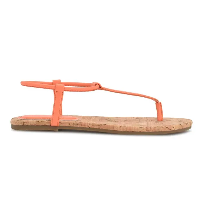 Bassie Flat Sandals Perfect Orange Women Nine West Sandals