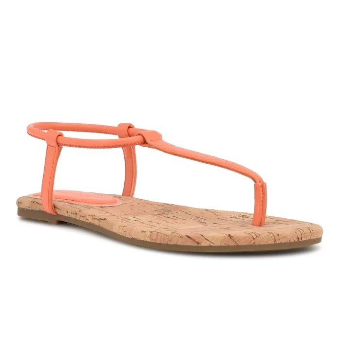 Bassie Flat Sandals Perfect Orange Women Nine West Sandals