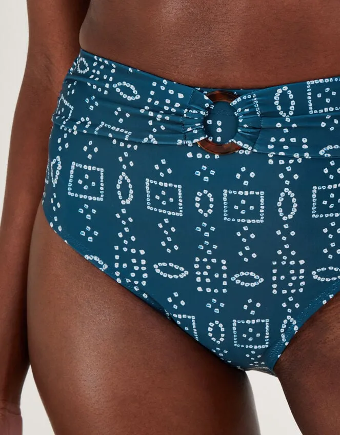 Batik Dye Print Bikini Bottoms With Recycled Polyester Blue Women Monsoon Beachwear and Swimwear